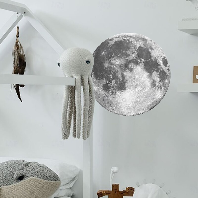 Moon Blue and Green Glow in The Dark Wall Sticker, Luminous Night Background Decal for Living Room and Bedroom Self-Adhesive Wall Decoration3