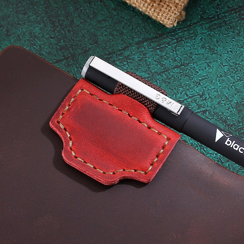 Genuine Leather Magnetic Pen Clip, Handmade Vintage Crazy Horse Leather Pen Holder, Strong Magnetic Notebook Bookmark Pen Loop for Journal, Planner, Diary4