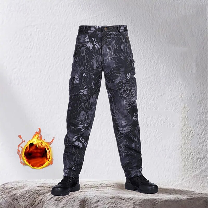 Men's Cargo Pants Hiking Pants Trousers Fleece Pants Outdoor Regular Fit Waterproof Windproof Quick Dry Lightweight Pants / Trousers Pocket Elastic Waist Black Yellow Camping / Hiking Golf Running S3