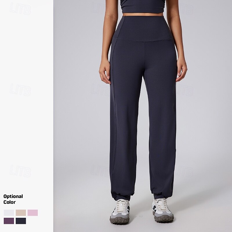 Women's pilates leggings fitness pants sport pants Pilates Running Fitness Pants Solid Color Dark Grey White Pink Fall Winter Sports Activewear Micro-elastic