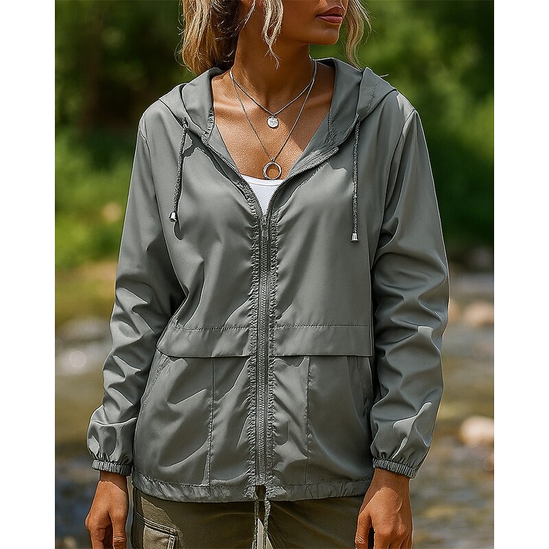 Women's Hiking Jacket Sport Jacket Outdoor Waterproof Windproof Quick Dry Lightweight Hiking Outfits Hiking Clothes Spring Autumn / Fall Jacket Tennis Golf Running Solid Color Dark Grey Black Burgundy4