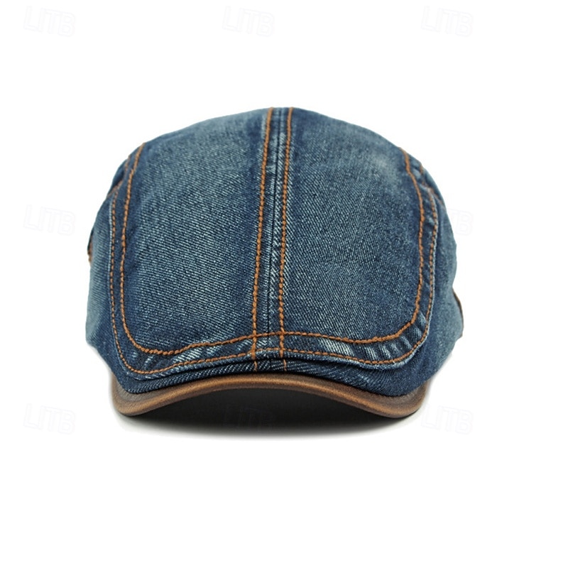 Men's Flat Cap Ascot Hat Newsboy Hat Black Navy Blue Denim Fashion Casual Street Daily Plain Adjustable Sunscreen Breathable4