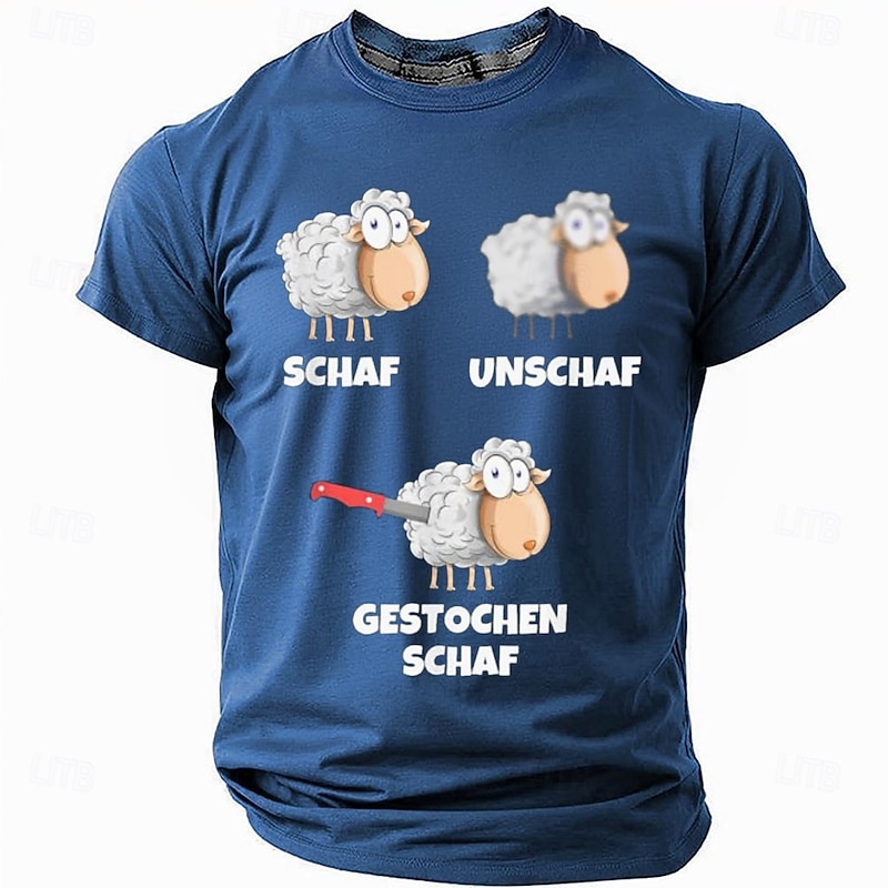 Men's Animal Funny Slang German T Shirt Short Sleeve T shirt 3D Print Crew Neck Shirt Fashion Daily Basic Street Casual Daily Black Blue Green Summer Spring All Seasons Clothing Apparel S M L XL XXL3