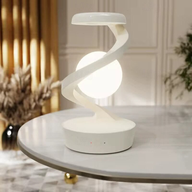 Modern Spiral Bedside Lamp, Innovative 3D Visual Levitation Ball LED Table Lamp, Nightstand Lamps Magnetic Desk Light Bulb for Bedroom Living Room Office Decor2