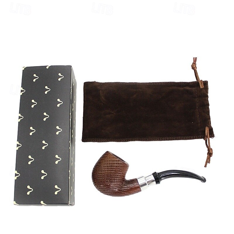 Wooden Tobacco Pipe with 9mm Filter - Elegant Handmade Pipe with Stand and Felt Bag, Classic Design for Enthusiasts and Collectors3