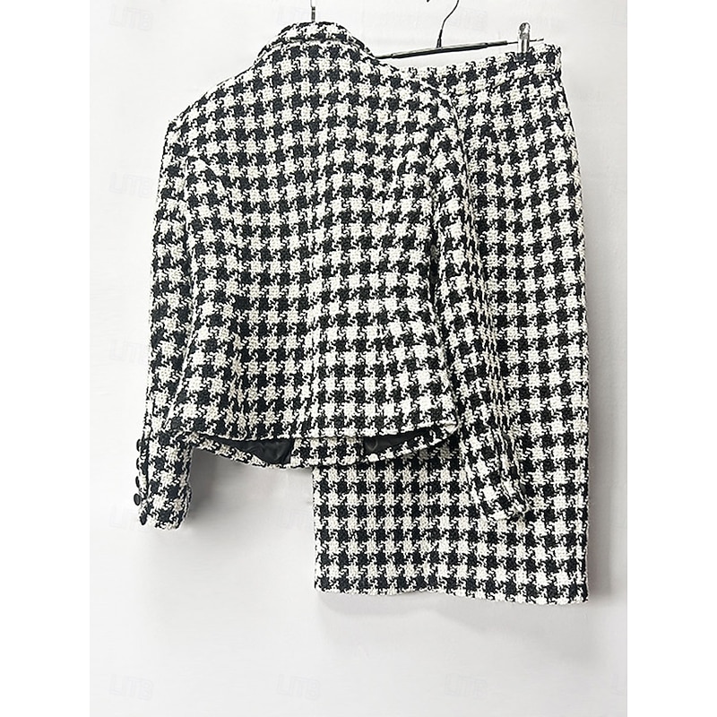 Tuxedo Dress Sheath Formal Wedding Guest Formal Evening Elegant Simple Long Sleeve Tea Length Peak Lapel Double Breasted4