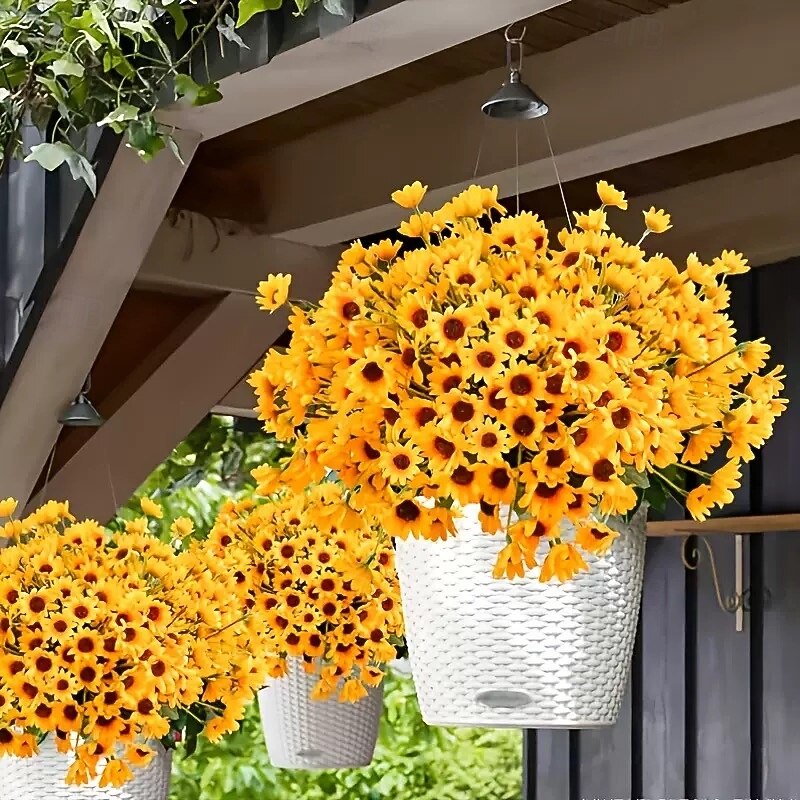5PCS Artificial Sunflower and Daisy Shrubs, UV Resistant Fake Flowers for Indoor Outdoor Home, Garden, Party, Festival Decorations