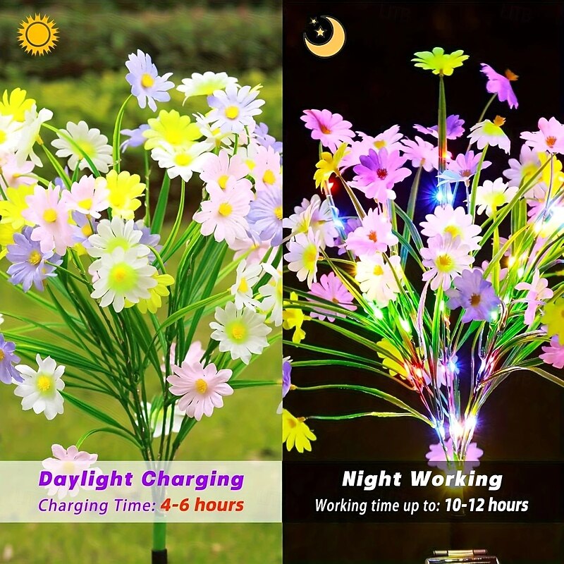 2PCS Solar Simulation Flower Lawn Light LED Path Light Outdoor Waterproof Villa Garden Park Walkway Terrace Driveway Holiday Party Landscape Decoration3