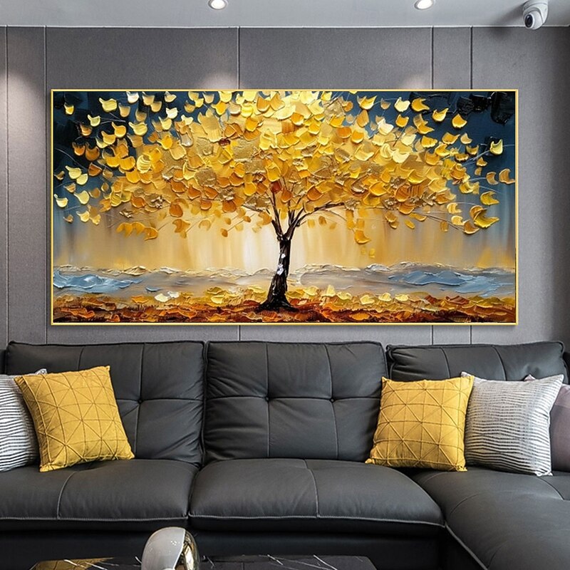 Mintura Handmade 3D Gold Tree Landscape Oil Paintings On Canvas Wall Art Decoration Modern Abstract Picture For Home Decor Rolled Frameless Unstretched Painting2