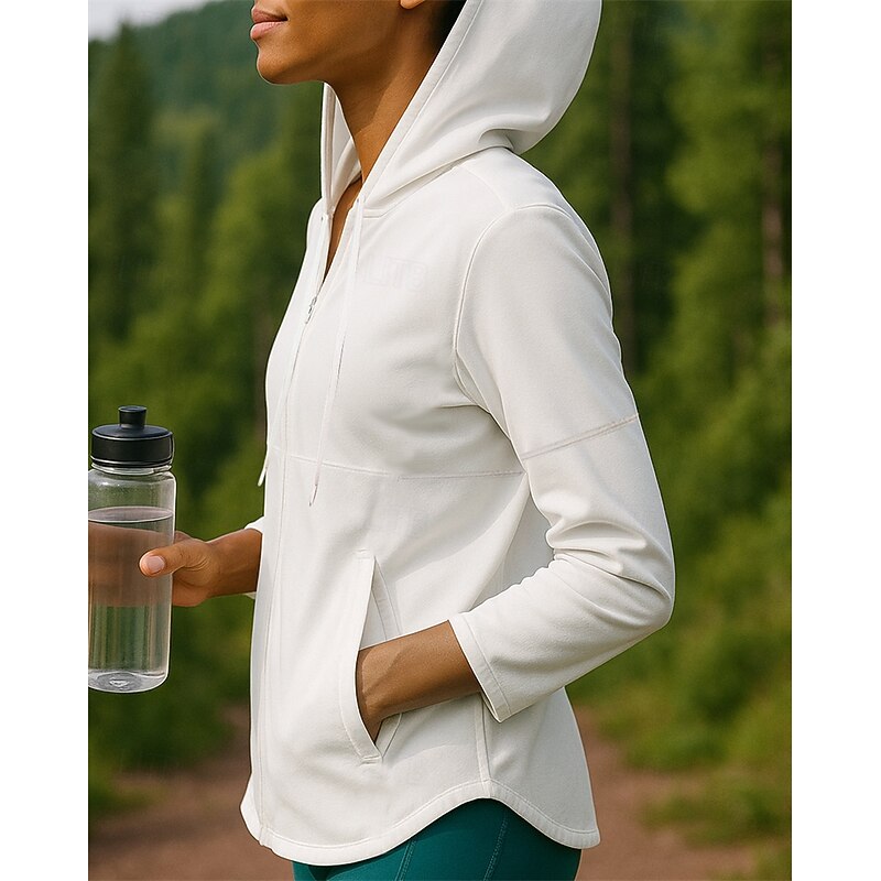 Women's Outdoor Jacket Hiking Jacket Outdoor Sun Protection Breathable Quick Dry Lightweight Hiking Outfits Hiking Clothes Spring Autumn / Fall Jacket Tennis Golf Running Solid Color White Pink Green3