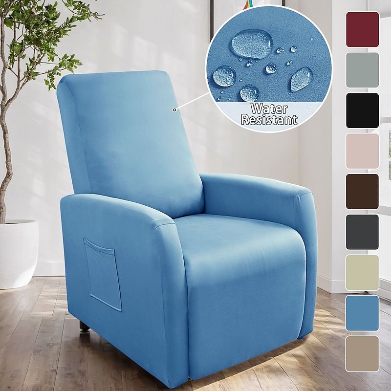 Recliner Chair Covers 4 Pcs Waterproof Small Recliner Sofa Slipcover Stretch Recliner Slipcover for Lazyboy Recliner Chair with Storage Pocket Furniture Protector for Living Room2