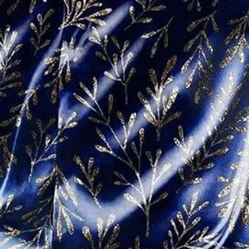 Men's Leaf Plants Satin Shirt Dress Shirt Button Up Shirt Long Sleeve Fashion Casual Vacation Holiday Summer Spring Fall Turndown Collared Shirts 3D Print Navy Blue2