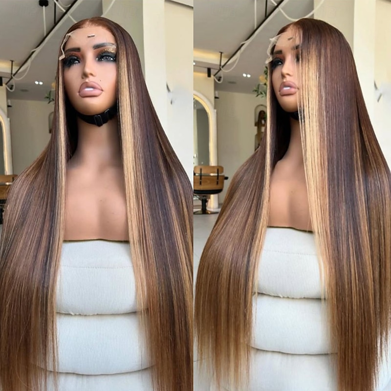 Brazilian Virgin Hair Blonde Highlighted Human Hair Wigs 5x5 Lace Closure Glueless Wigs Colored 13x4 Lace Frontal Wig  PrePlucked