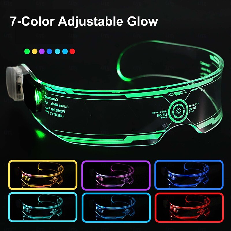 M3GAN 2.0 LED Cyberpunk Visor Glasses Doll Megan Robot Glasses Futuristic Glow Goggles with HUD Display 7-Color Light Modes Perfect for Halloween Carnival Raves Cosplay Festivals3