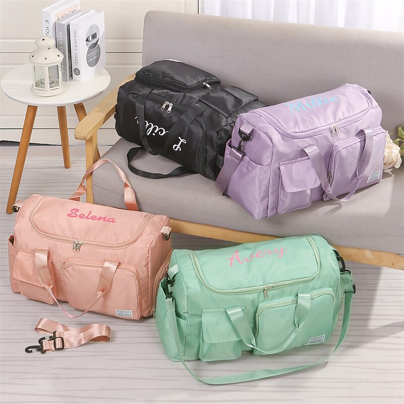 Personalized Travel Duffel Bag with Custom Name, Waterproof Foldable Gym Bag, Large Capacity Multi-Pocket Weekender for Hiking, Business, Fitness, Trip