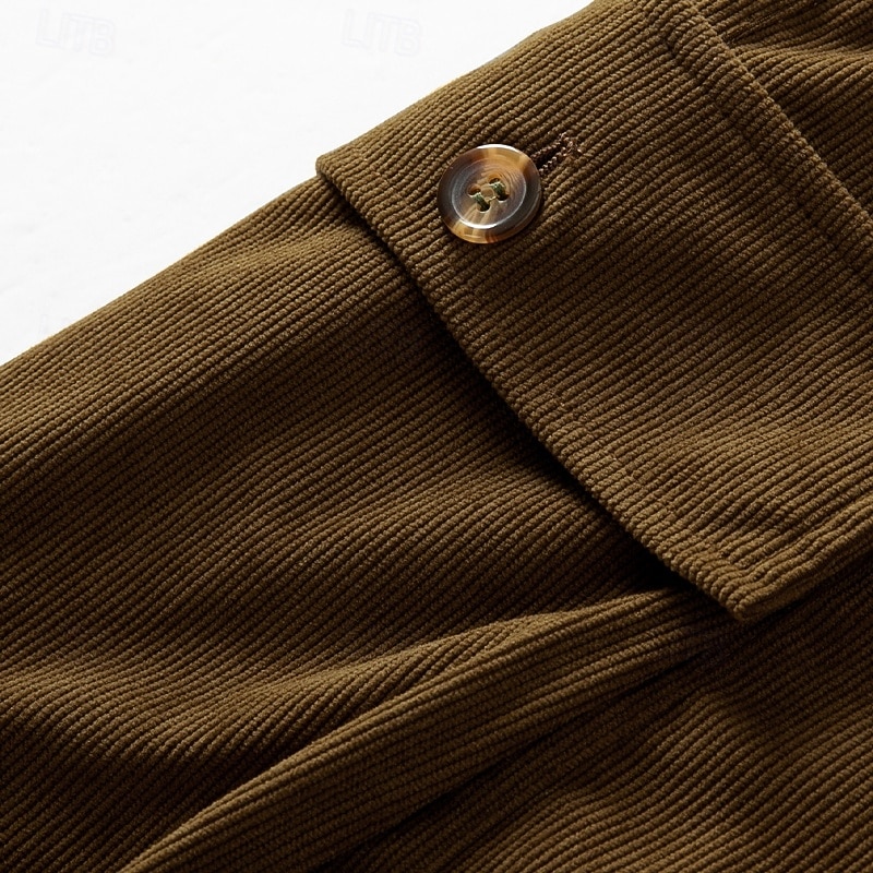 Men's Cargo Shorts Shorts Summer Shorts Corduroy Shorts Multi Pocket Flap Pocket Plain Comfort Wearable Knee Length Outdoor Sport Daily Fashion Casual Black Coffee2