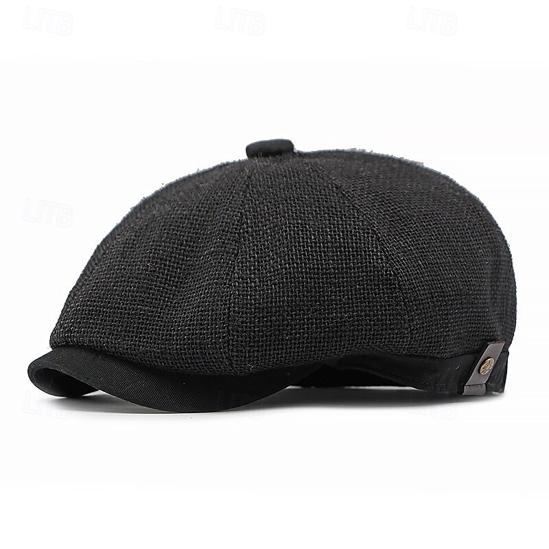 Men's Flat Cap Ascot Hat Newsboy Hat Black khaki Polyester Fashion Casual Street Daily Plain Adjustable Sunscreen Breathable
