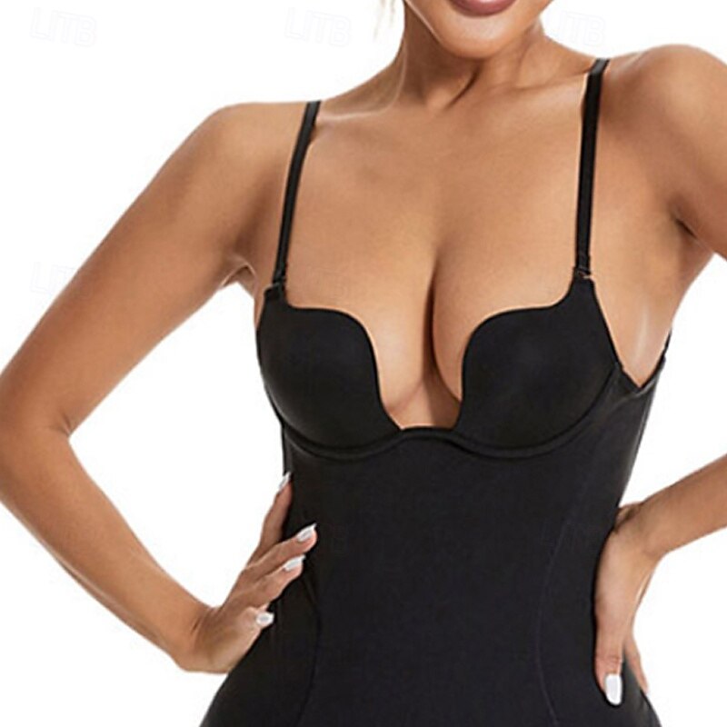 Women V Neck Plain Elastic Shapewear For Pilates Dance3