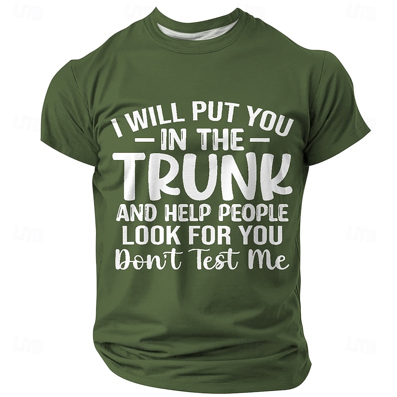 Men's Red Short Sleeve Graphic T-Shirt: 'I Will Put You In The Trunk Don't Test Me' Sarcastic Relationship Humor2