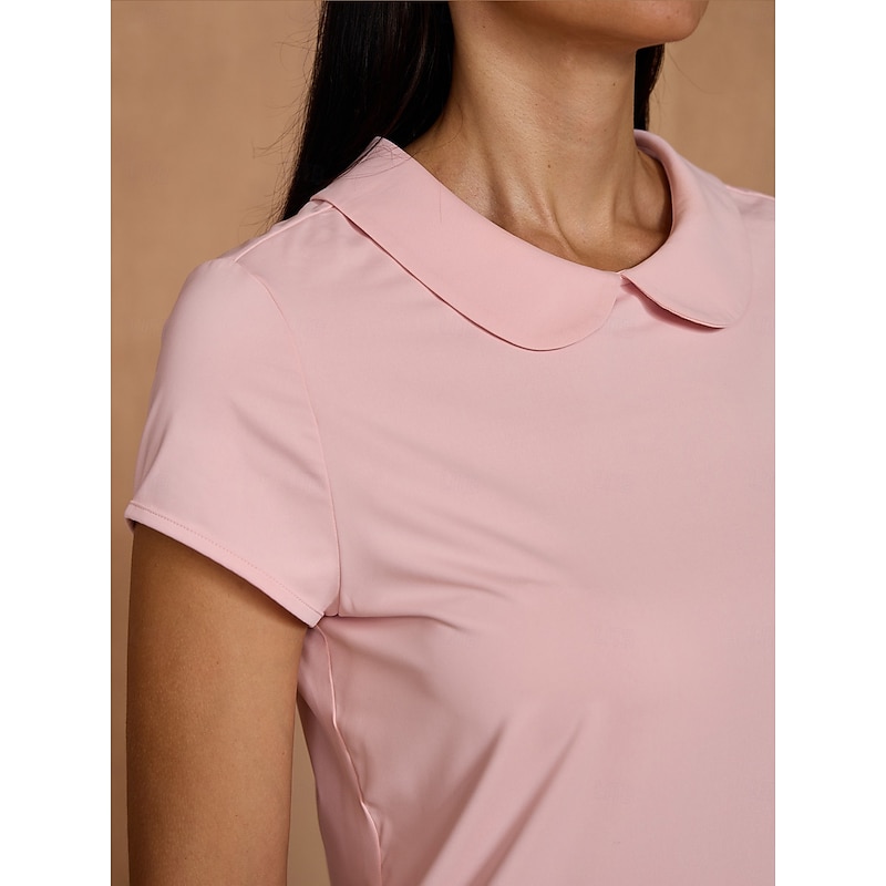 Women's Golf Polo Shirt Yan pink Black White Short Sleeve Shirt Ladies Golf Attire Clothes Outfits Wear Apparel3