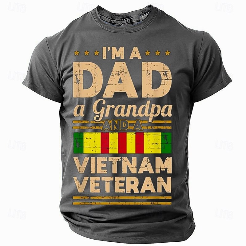 Men's Veterans Father T Shirt Short Sleeve T shirt 3D Print Crew Neck Shirt Fashion Daily Basic Street Casual Daily Black Blue Green Summer Spring Clothing Apparel S M L XL XXL XXXL3