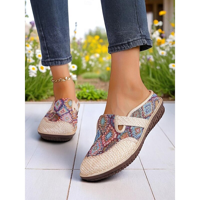 Women's Ethnic Slip-On Mules – Vintage-Inspired Comfortable Flats for Garden Walks, Nature Travel and Boho Outfits2