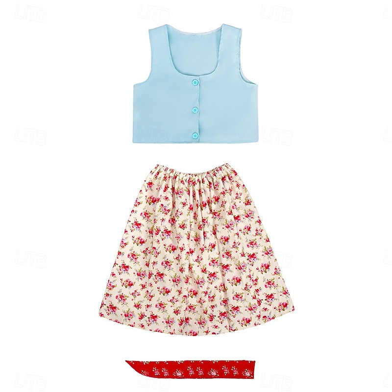 Prairie Girl Cosplay Costume Storybook Characters Movie Cosplay for Girls' Kid's World Book Day Performance Educational Dress Up School Event3