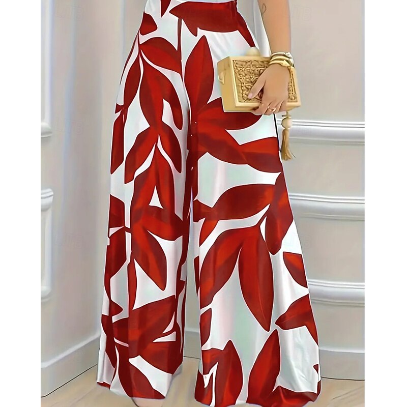 Women's Slacks Palazzo Pants Streetwear Casual Full Length Natural Flower Printing Comfy Outdoor Comfortable Street Going out Deep Purple Magenta Earth Yellow Grey Fall Regular Fit3