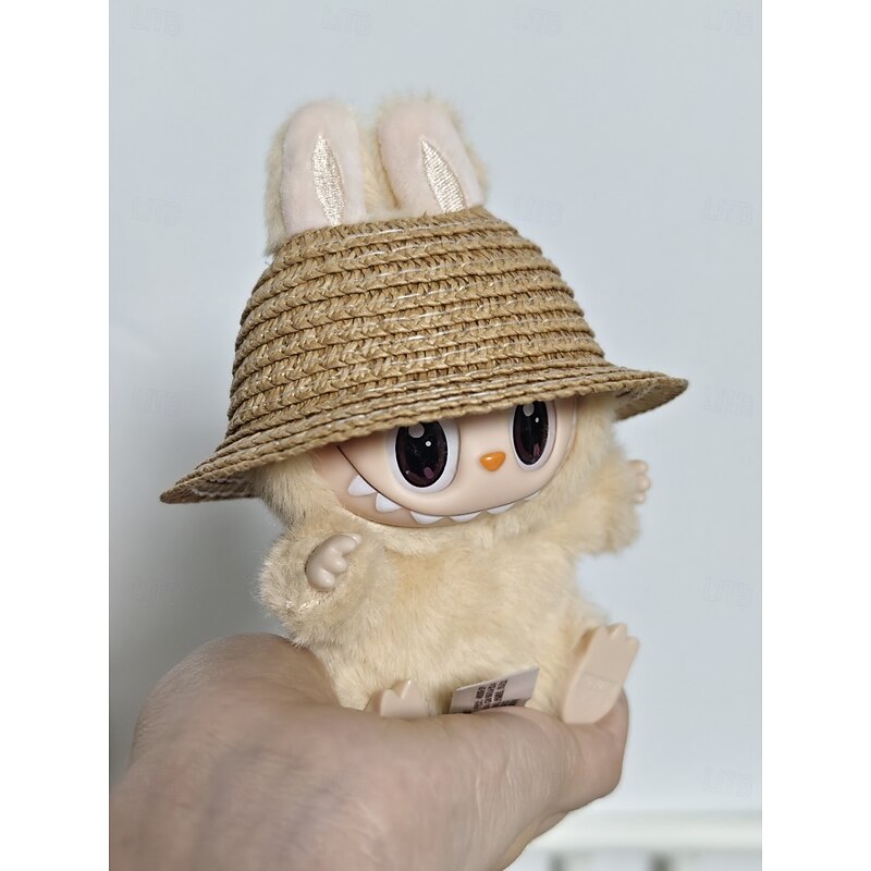 3 Pcs Mini Straw Hats for 17cm Vinyl Doll Natural Miniature Straw Hat Doll DIY Craft Dollhouse Decoration Accessories2