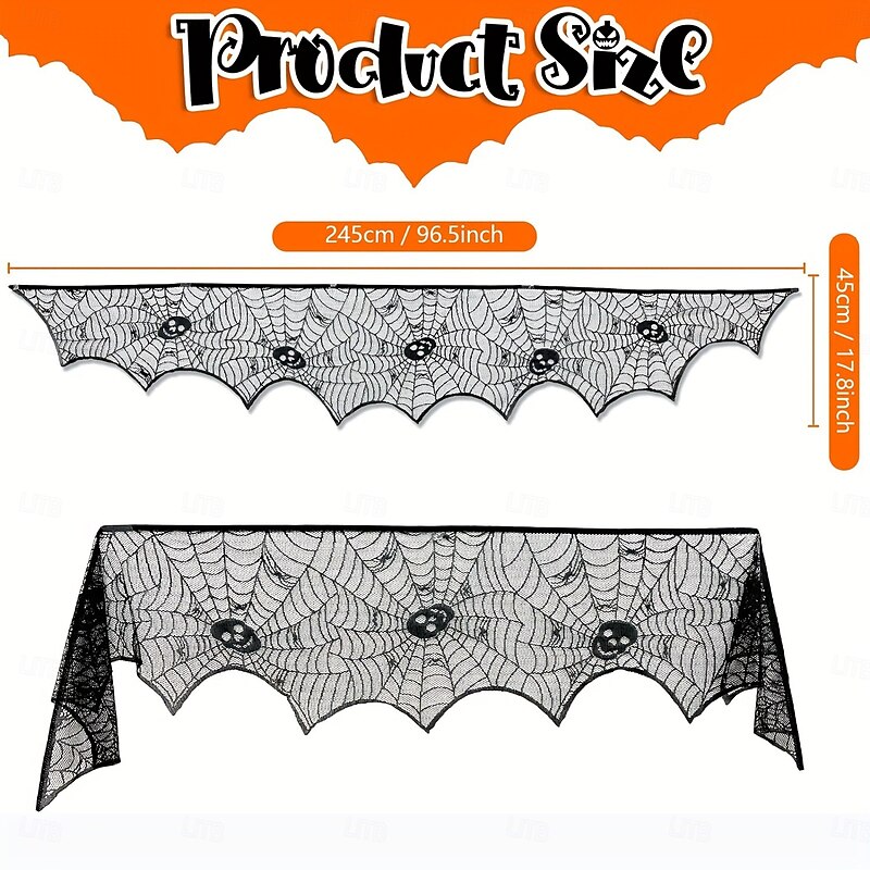 Halloween Decoration Black Lace Spider Web Fireplace Cloak Scarf Cover Festive Party Supplies4