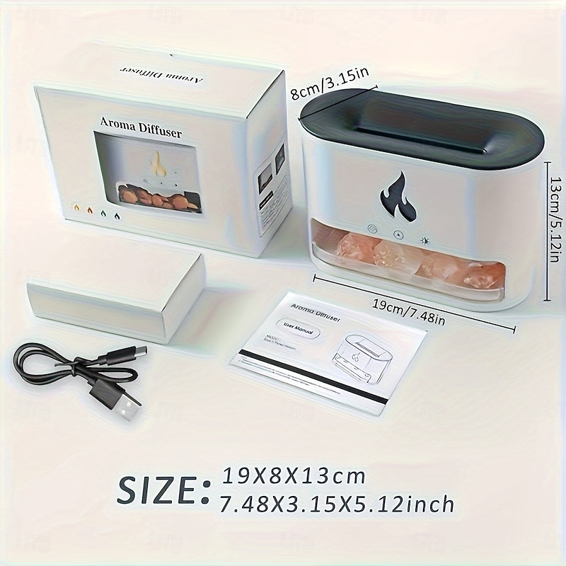 A Simulated Flame Aromatherapy Lamp with a Salt Stone Diffuser RGB Lighting And a Large Capacity Humidifier Perfect for Indoor Decoration And Suitable As a Birthday Gift for Holidays Like Christmas2
