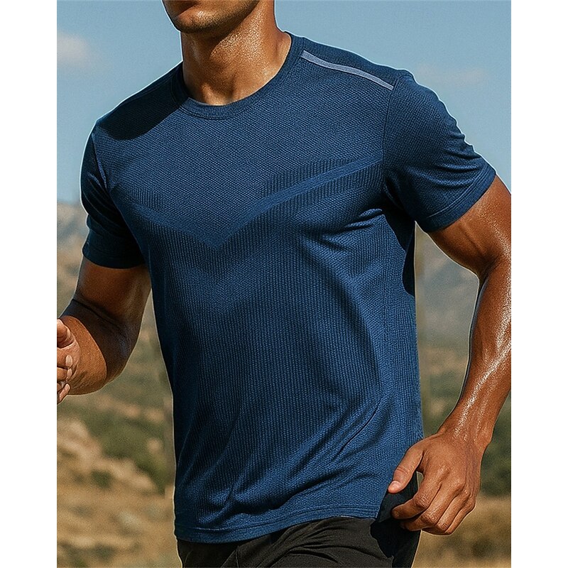 Men's Running T-Shirt Running Top Short Sleeve Tee Tshirt Solid Colored Quick Dry Lightweight Elastic Breathable Tennis Golf Running Sportswear Activewear Dark Grey Army Green Navy Blue4