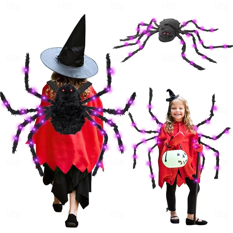 Halloween Large Plush Spider Backpack, Funny Creepy Costume Prop for Kids and Adults, Fluffy Candy Bag for Trick or Treat Party and Cosplay Decoration3
