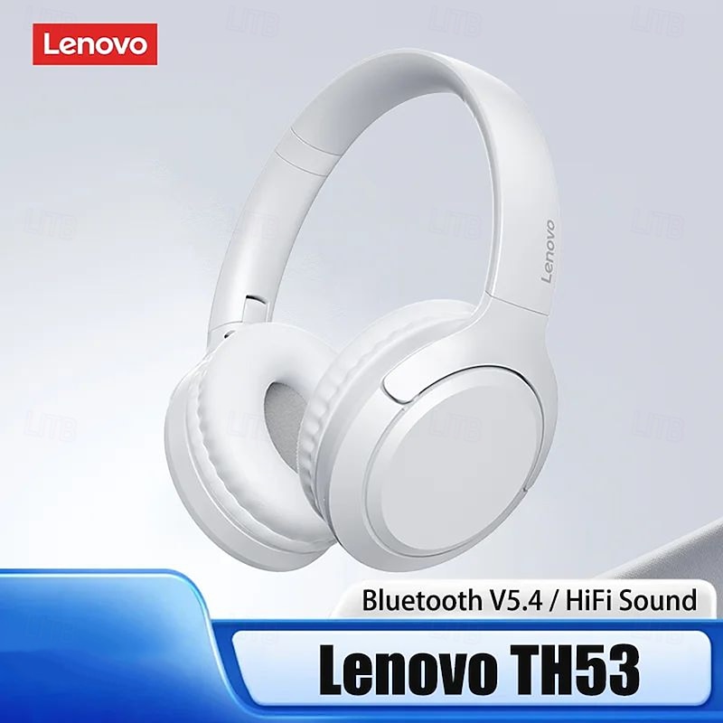 Lenovo TH53 Bluetooth V5.4 Earphone HiFi Stereo Sound with Music Mode Headphone Bulit-in 2 Mics for HD Calls Headset