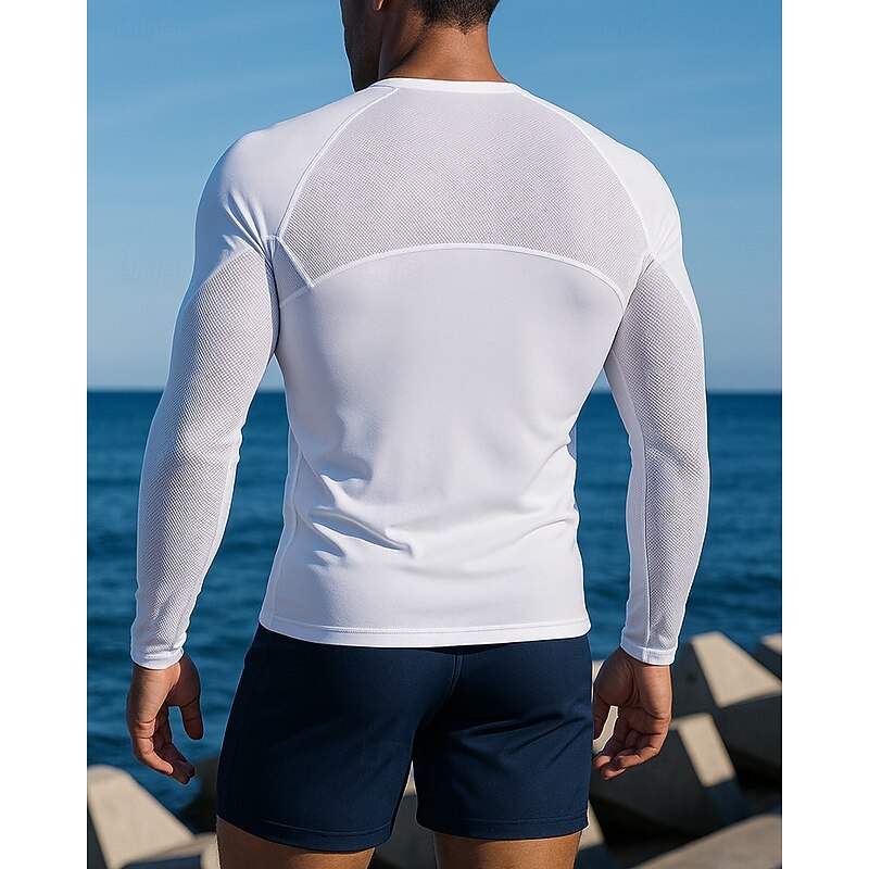 Men's Running Top Running Shirt Long Sleeve Tee Tshirt Solid Colored Quick Dry Lightweight Elastic Breathable Tennis Golf Running Sportswear Activewear Black White Gray2