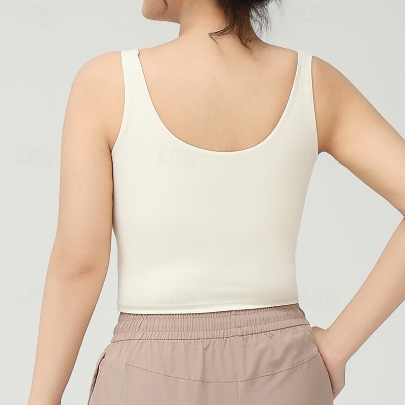 Women's Yoga Bra Sports Tank Top Pilates Bra Underwear High Impact High Supports Breathable Wireless Padded Solid / Plain Color Sport Activewear Black White Gym Pilates Running4