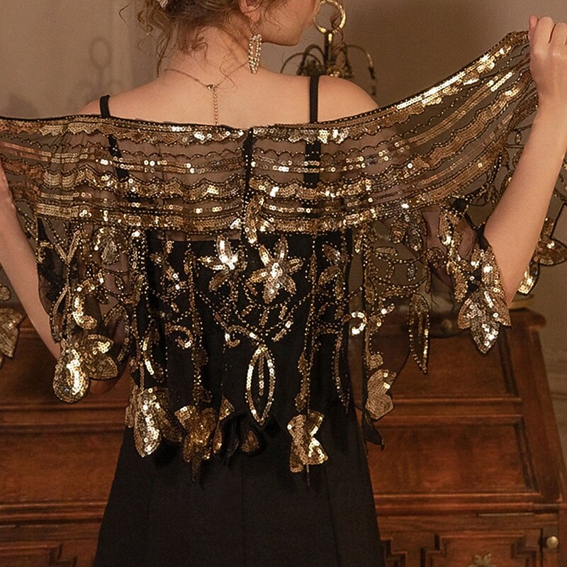 Women's Wrap Elegant Sleeveless Tulle Wedding Wraps With Sequin For Wedding Summer