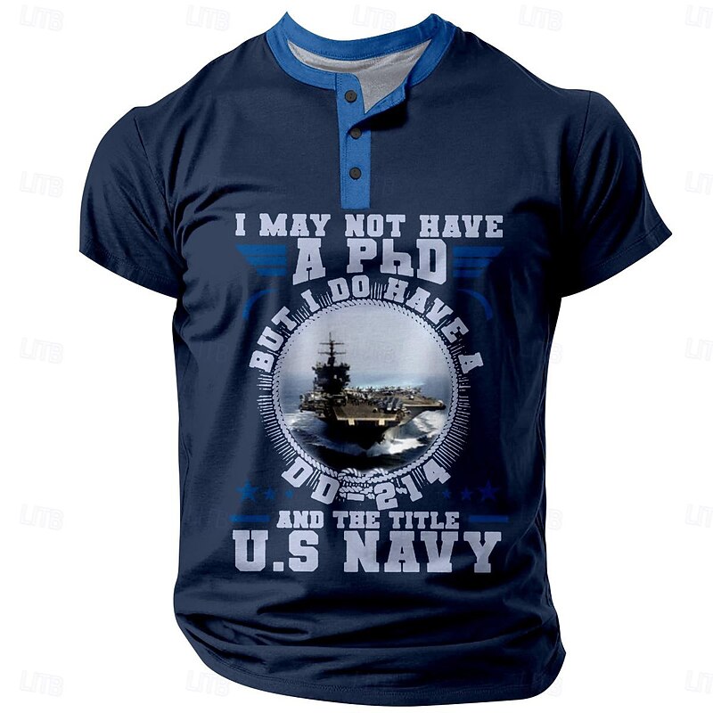 Men's US Navy Veteran Graphic T-Shirt | I Have a DD-214 Not a PhD | Short Sleeve Military Tee