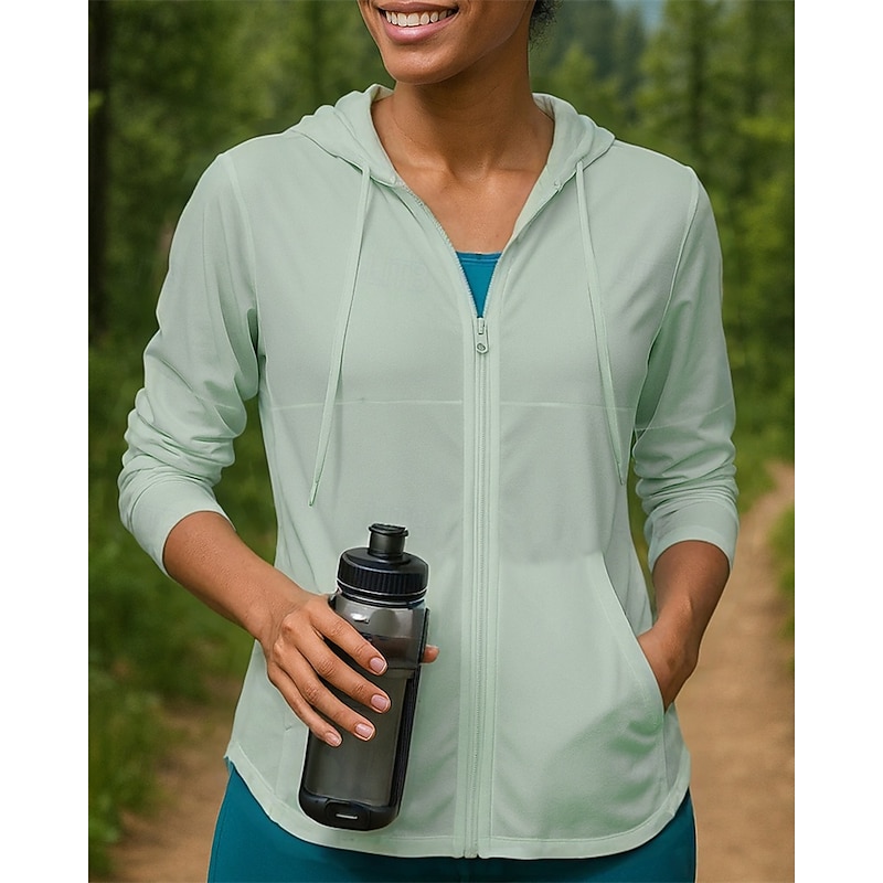 Women's Outdoor Jacket Hiking Jacket Outdoor Sun Protection Breathable Quick Dry Lightweight Hiking Outfits Hiking Clothes Spring Autumn / Fall Jacket Tennis Golf Running Solid Color White Pink Green4