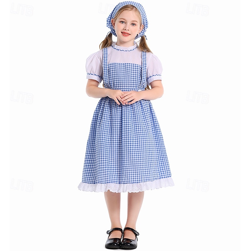 The Wizard of Oz Fairy Tale Dorothy Dress Outfits Costume Storybook Characters Traditional Movie Cosplay for Girls' Kid's Halloween Carnival World Book Day Performance Educational Dress Up School4