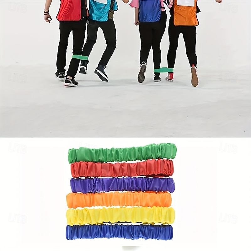 6pcs Double-Ended Three-Legged Race Straps Elastic Leg Ties Two Material Options Available Team Building Game for Multiple Players Fun Outdoor Party Activity Footwear Accessories4