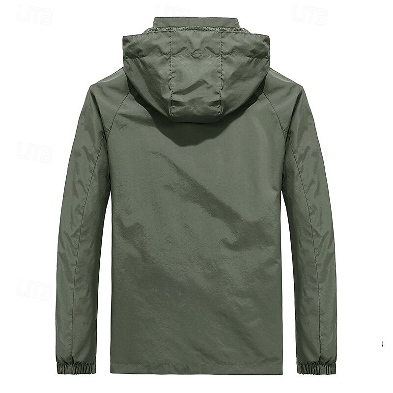Men's Outdoor Jacket Hiking Jacket Raincoat Outdoor Waterproof Windproof Warm Breathable Hiking Outfits Hiking Clothes Spring Autumn / Fall Top Cotton Camping / Hiking / Caving Running Solid Color2