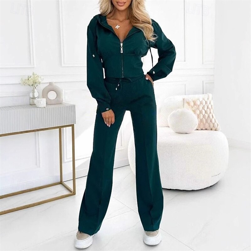 Women's Tracksuit Sweatsuit Activewear Set Pocket Solid Colored Clothing Suit Fall Black Burgundy Gym Workout Sports Thermal Warm Windproof Soft Long Sleeve Sport Activewear Micro-elastic Regular Fit4