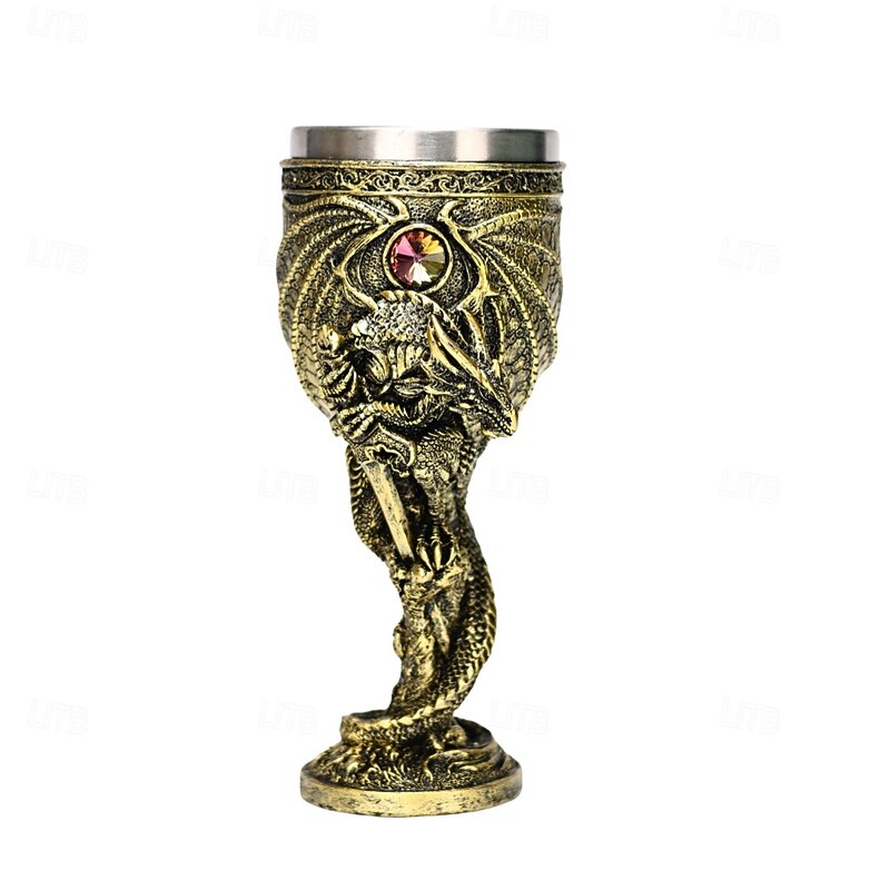 Medieval Mythology Wine Glass,Dragon Warrior  Creative 3D Monster Dragon Stainless Steel Red Wine Goblet2