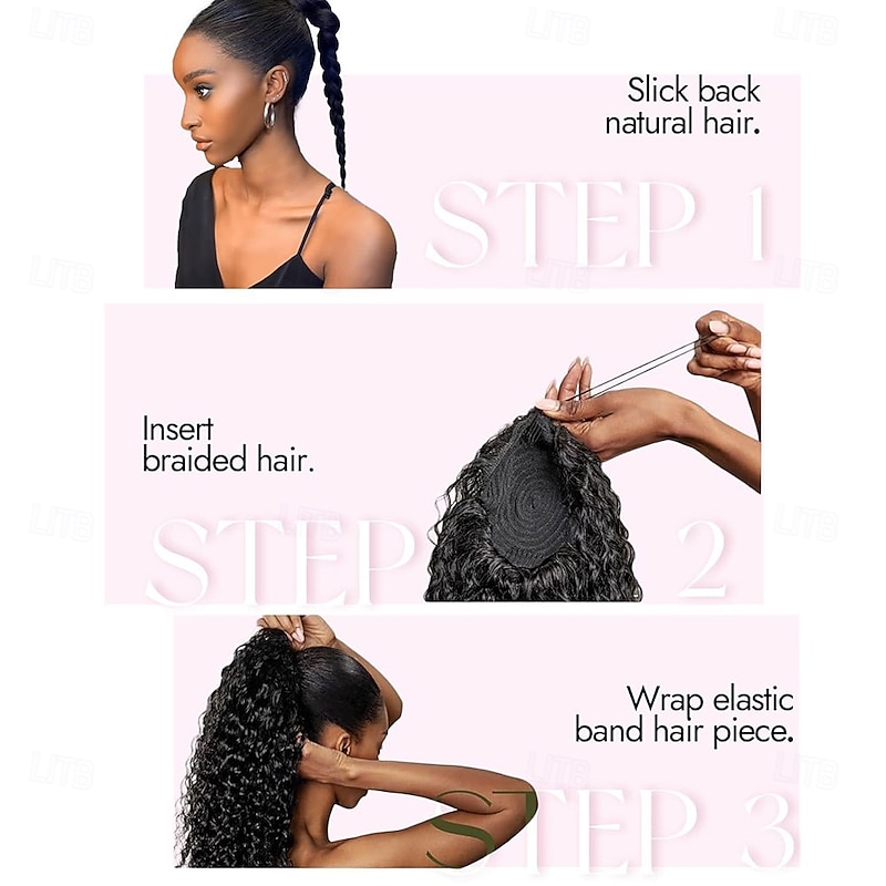 Ponytail Extension 8 Inch Short Wavy Curly Ponytails Drawstring Ponytail for Black Women Jet Black Pony Tails Hair Extensions Synthetic Hairpiece for Daily Use2