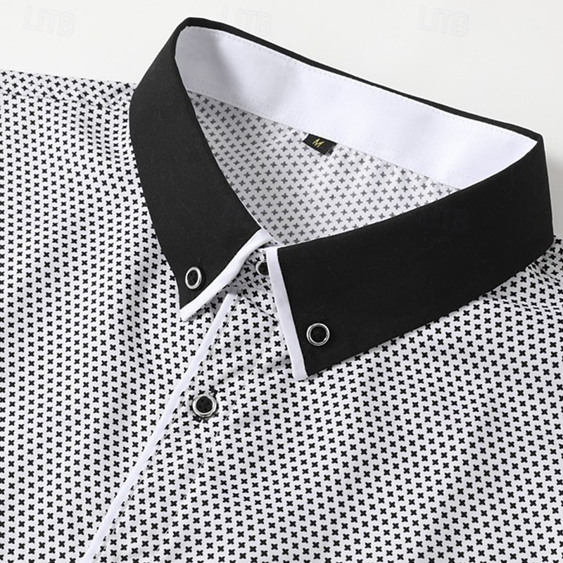Men's Dress Shirt Button Down Shirt Collared Shirt Polka Dot Wedding Outdoor Navy blue+black Navy Blue+Red Gray+Navy Blue White+Black Long Sleeve Turndown Summer Spring Clothing Apparel Button-Down3
