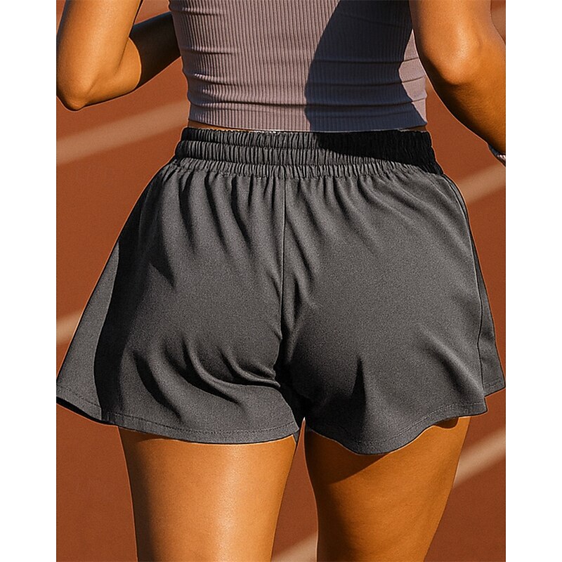 Women's Running Shorts Elastic Waistband Shorts Sports & Outdoor Casual Breathable Quick Dry Lightweight Elastic Tennis Golf Running Regular Fit Sportswear Activewear Solid Colored Black Pink Purple2