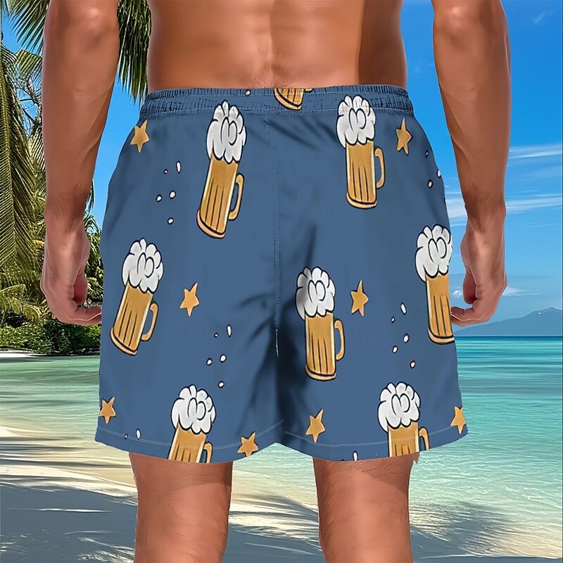 Men's Oktoberfest Beer Swim Trunks Swim Shorts Board Shorts Mid Waist Streetwear Hawaiian Vacation Side Pockets Mesh Lining Elastic Drawstring Waist Designer Clothing Apparel4