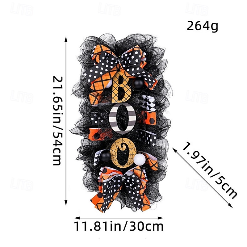 Halloween Swag Wreath for Front Door BOO Pumpkin Hanging Decoration, Scary Halloween Door Sign Garland for Porch Yard Wall Indoor Outdoor Decor2