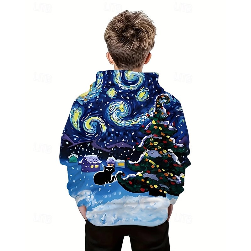Boys' 3D Galaxy Hoodie Long Sleeve Spring Fall Fashion Streetwear Kids 4-12 Years Hooded Outdoor Casual Daily Regular Fit2